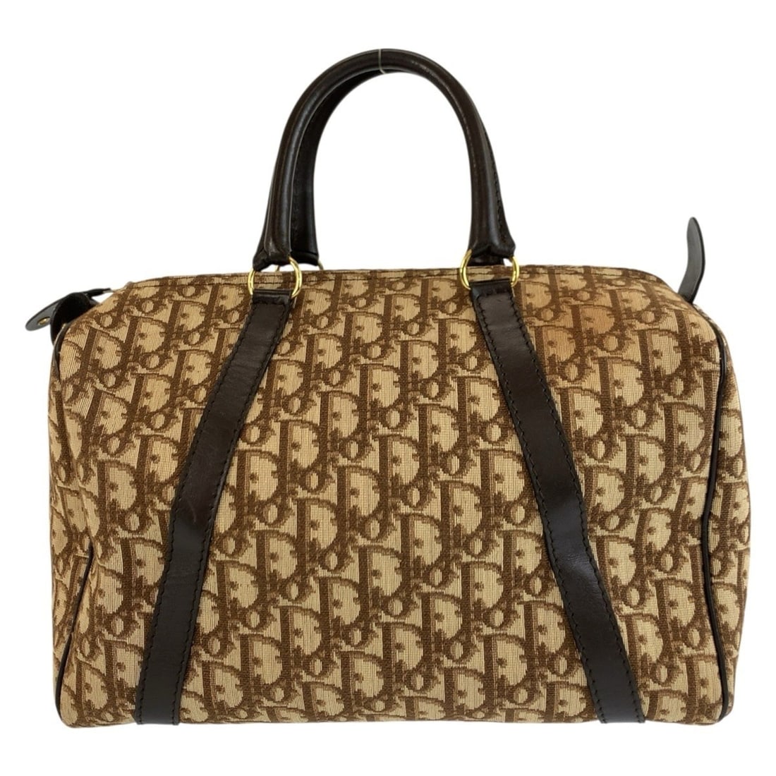 Christian Dior Trotter Brown Gold Hardware Canvas Handbag Boston Bag for Women (1 of 18)