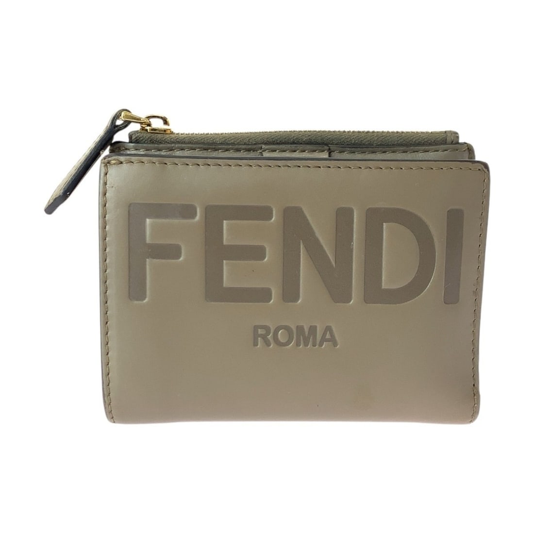 FENDI Roma Beige Leather Folding Wallet with Gold Hardware (8M0477-AAYZ-2198210) - Compact for Women (1 of 18)