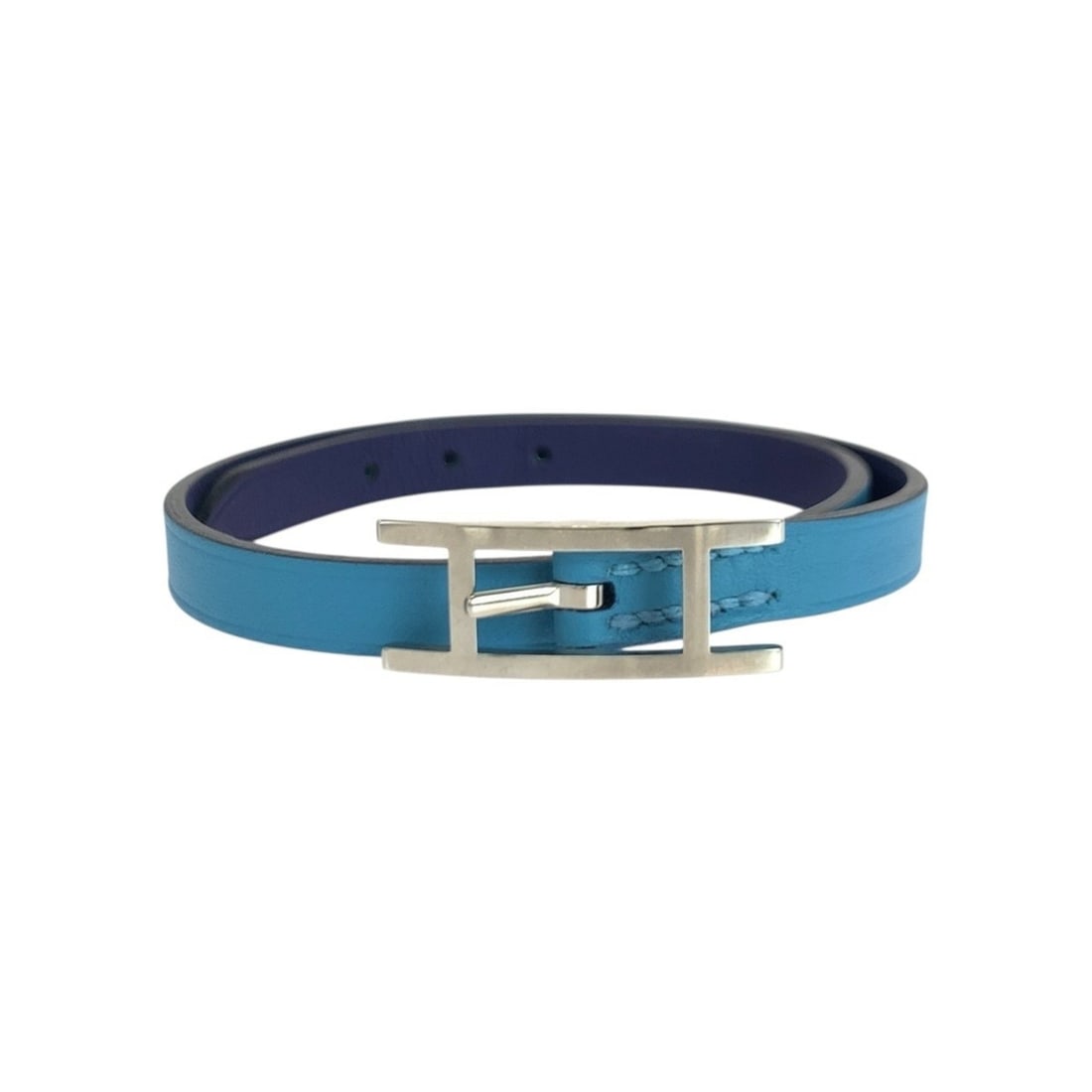 HERMES Hermes Bee Api Double Tour Light Blue Navy Silver Hardware Veau Swift Metal Bracelet Unisex: --- Catalog ---Category: SizeLength: 36.5cm / 14.37''Category: DesignType: Charm braceletColor: Light blue, Navy, SilverGender: WomenMaterial: Metal, Swift leatherCategory: GeneralBrand: HermesCountry