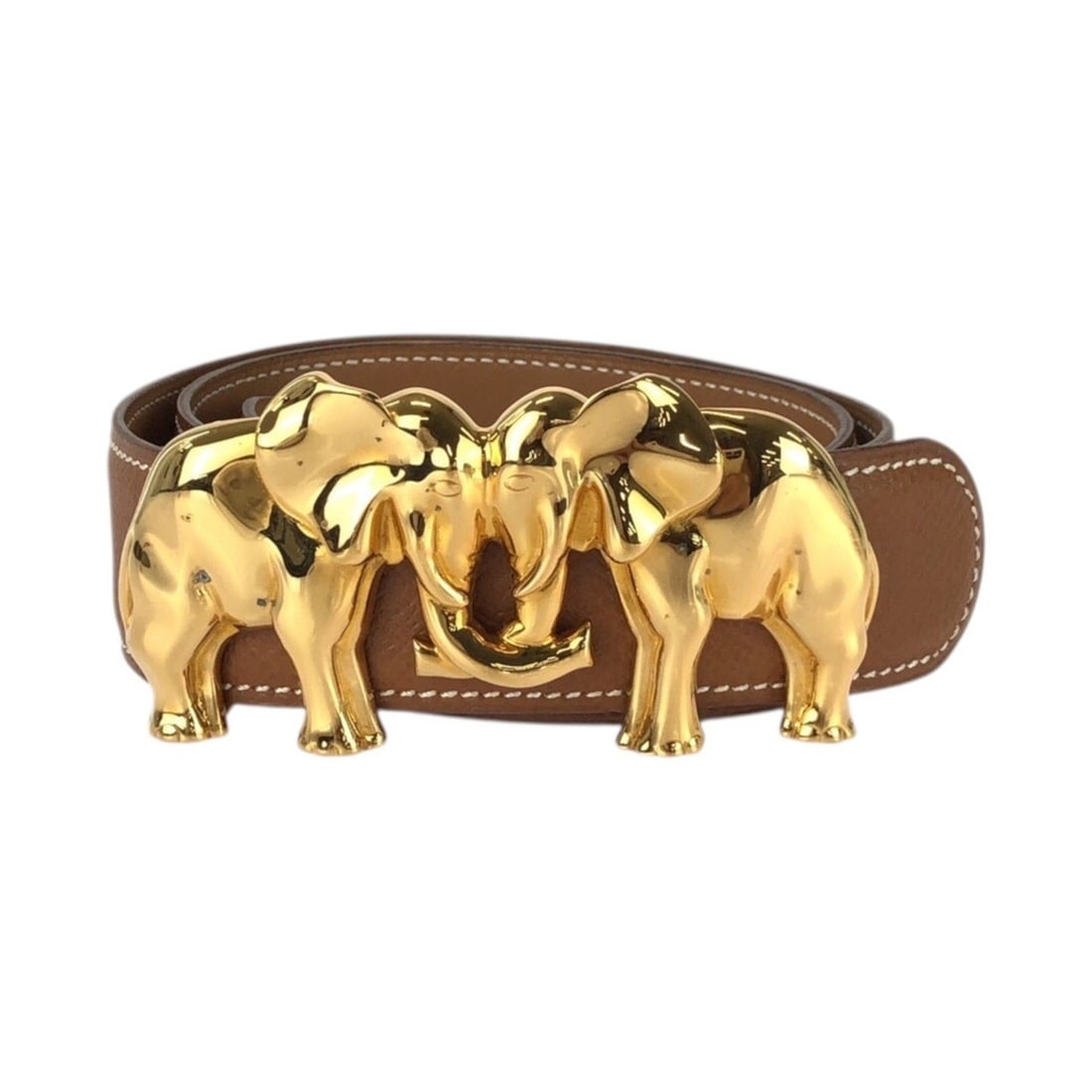 HERMES Reversible Belt, 65cm (25.5 inches), Brown Leather with Gold Hardware, Plated, ?Y Stamp,: --- Catalog ---Category: SizeLength: 62cm - 67cm / 24.4'' - 26.37''Category: DesignType: Standard beltColor: Brown, GoldGender: WomenMaterial (Strap): Leather Category: GeneralBrand: HermesCountry of 