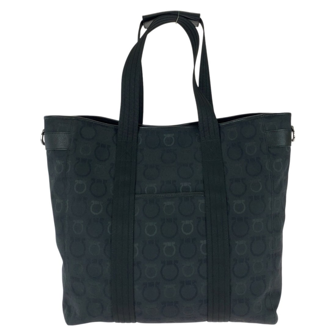 Salvatore Ferragamo Gancini Black Canvas Leather Tote Bag AF-21 6398 for Women (1 of 16)