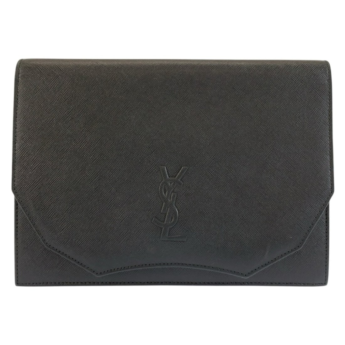 YVES SAINT LAURENT Vintage YSL Black Leather Clutch Bag (Second Bag) for Women: --- Catalog ---Category: SizeSize (HxWxD): 17cm x 24cm x 4cm / 6.69'' x 9.44'' x 1.57''Category: DesignType: Clutch bagColor: BlackGender: WomenMaterial: Leather Category: GeneralBrand: Yves Saint Lau