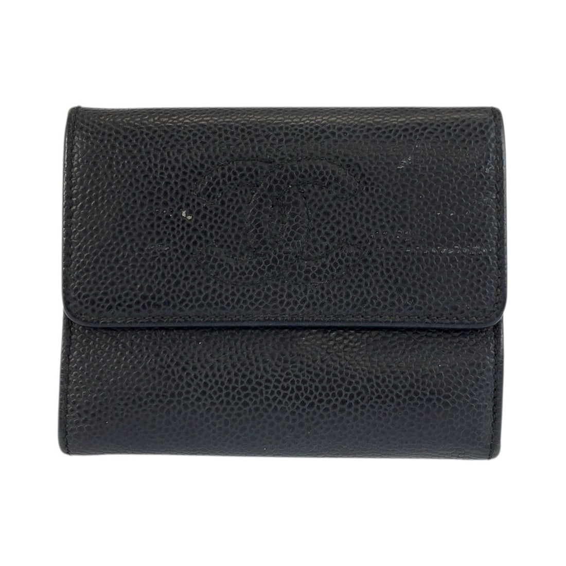 CHANEL Coco Mark Black Leather Folding Wallet Compact for Women: --- Catalog ---Category: SizeSize (HxWxD): 10cm x 12cm x 1.5cm / 3.93'' x 4.72'' x 0.59''Category: DesignType: Wallet (tri-fold)Color: BlackGender: WomenMaterial: Leather Category: GeneralBrand: Chane