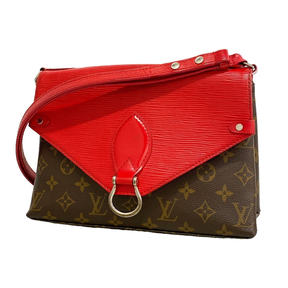 Louis Vuitton Monogram Epi Saint Michel Shoulder Bag M44031 Brown Coquelicot (Women's)