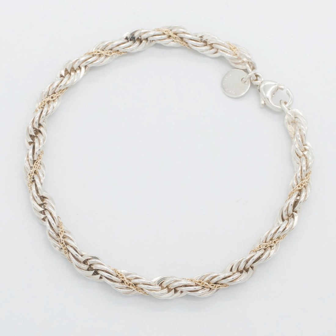 Tiffany & Co. Twist Rope Bracelet, Sterling Silver 925 750YG Yellow Gold Combination, Vintage Style,: --- Catalog ---Category: SizeTotal Length: 19cm / 7.48''Category: DesignType: Charm braceletGender: WomenMaterial: Sterling silver 925, Yellow gold (18K)Category: GeneralBrand: Tiffany--- Item List --