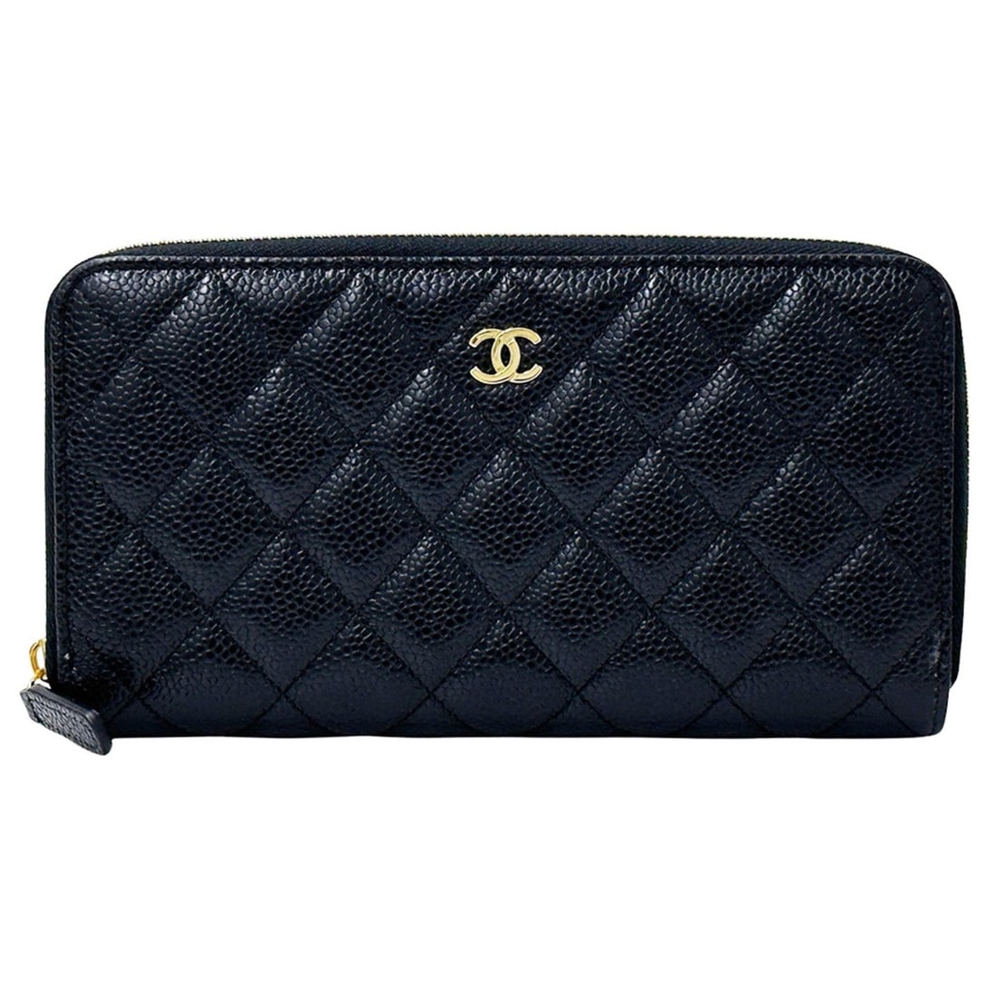 Chanel Matelassé Women's Long Wallet, Caviar Leather, Black, Gold Hardware, Round Zipper (1 of 15)