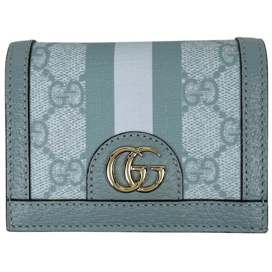 Gucci GG Ophidia bi-fold wallet, Sherry Line Web pattern, coated canvas, light blue, 523155,: --- Catalog ---Category: SizeSize (HxWxD): 8cm x 11cm x 2.5cm / 3.14'' x 4.33'' x 0.98''Category: DesignType: Wallet (bi-fold)Color: Light blueGender: WomenMaterial: Coated canvas , Leather Category: 