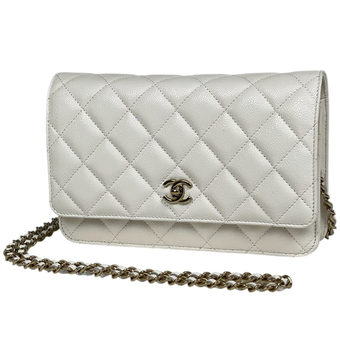 Chanel CHANEL Shoulder Bag Coco Mark Chain Wallet Caviar Skin White AP3479 Women's: --- Catalog ---Category: SizeSize (HxWxD): 12cm x 19cm x 3cm / 4.72'' x 7.48'' x 1.18''Category: DesignType: Chain/Shoulder walletColor: WhiteGender: WomenMaterial: Grained Calfskin Category: GeneralB