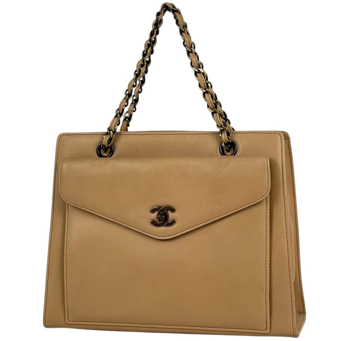 Chanel handbag, Coco Mark, leather, beige, women's.: --- Catalog ---Category: SizeSize (HxWxD): 23cm x 31cm x 9.5cm / 9.05'' x 12.2'' x 3.74''Category: DesignType: HandbagColor: BeigeGender: WomenMaterial: Leather Category: GeneralBrand: Chanel--- Item 
