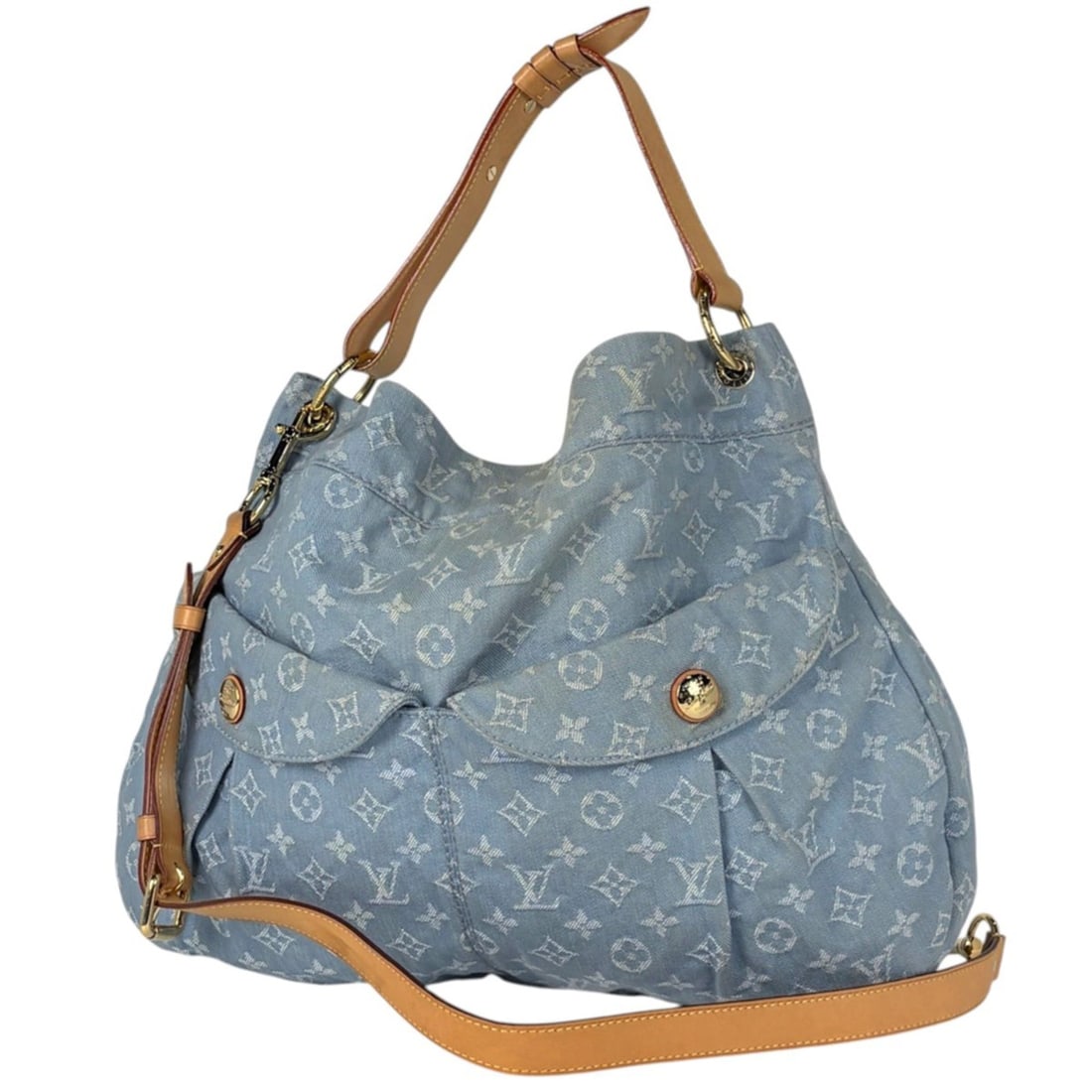 Louis Vuitton Daily GM Shoulder Bag, 2-Way, Monogram Denim, Blue Clair, M40492, Women's (1 of 9)