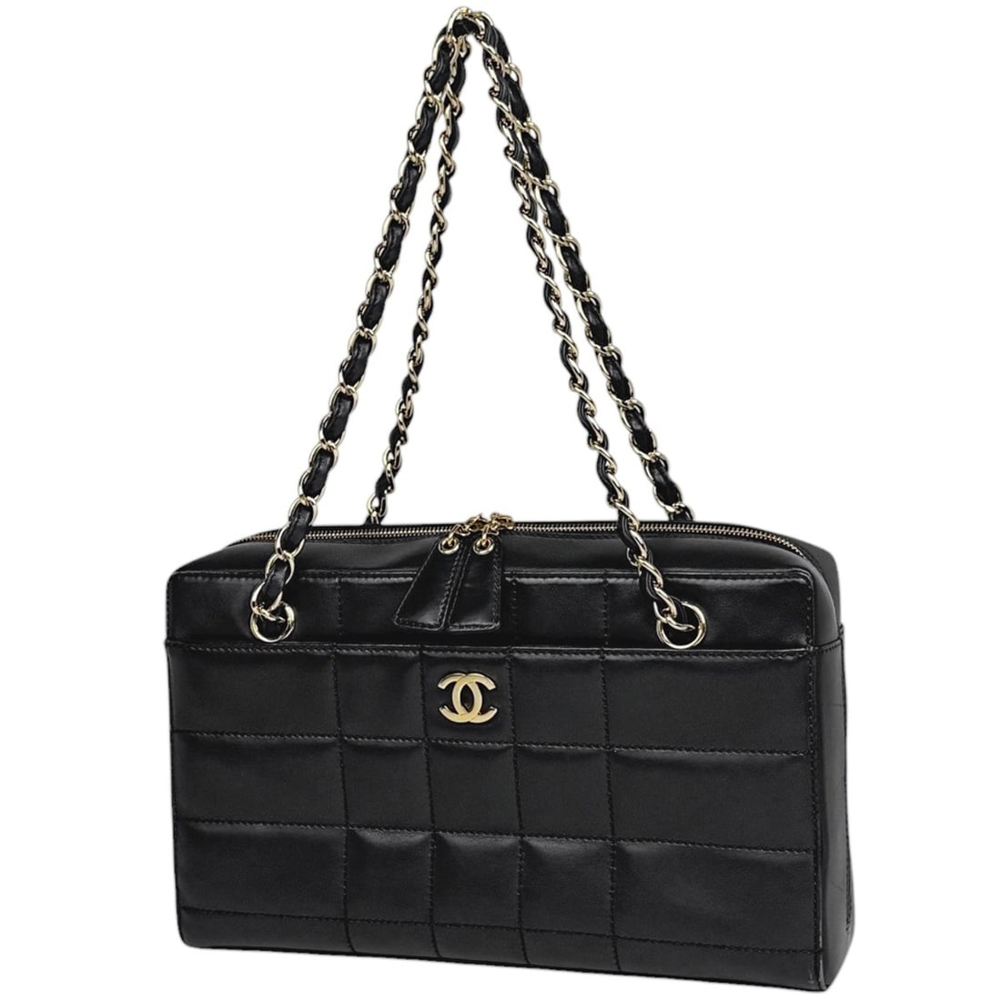 Chanel CHANEL Tote Bag Chocolate Bar Coco Mark Leather Black Women's: --- Catalog ---Category: SizeHandle Drop: 20.00cm / 7.87''Size (HxWxD): 17cm x 29cm x 8cm / 6.69'' x 11.41'' x 3.14''Category: DesignType: Tote bagColor: BlackGender: WomenMaterial: Leather Category: 