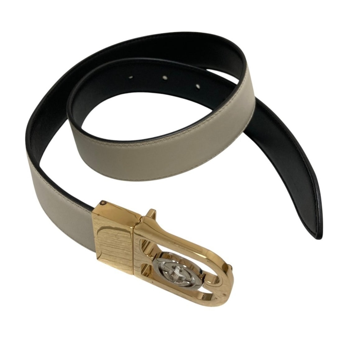 GUCCI Interlocking G Reversible Belt 547734 White Black Women's (1 of 14)