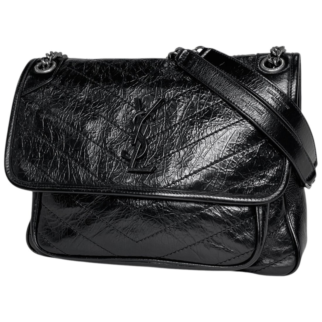 Saint Laurent Niki Medium Leather Shoulder Bag, Black, 633158, Women's: --- Catalog ---Category: SizeStrap Drop: 46cm / 18.11''Size (HxWxD): 21cm x 28cm x 8cm / 8.26'' x 11.02'' x 3.14''Category: DesignType: Shoulder bagColor: BlackGender: WomenMaterial: Leather Category: