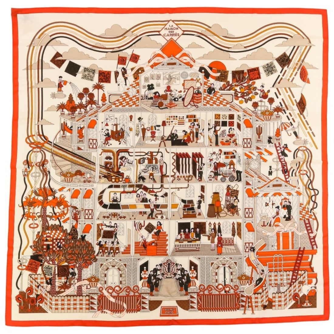 HERMES La Maison des Carres Carre Geant 140 Cashmere Silk Scarf Muffler Orange Beige Women's: --- Catalog ---Category: PackNumber in Pack: 2Category: SizeSize (LxW): 1.36m x 1.34m / 53.54'' x 52.75''Category: DesignType: ScarfColor: Beige, OrangeGender: WomenMaterial: Cashmere , Silk Category: