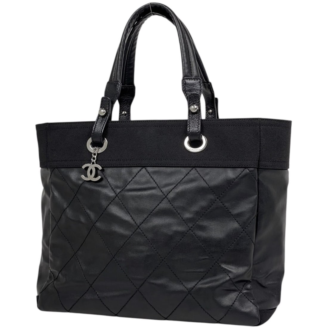 Chanel CHANEL Tote Bag Paris Biarritz MM Coco Mark Coated Canvas Black A34209 Women's: --- Catalog ---Category: SizeSize (HxWxD): 30cm x 35cm x 14cm / 11.81'' x 13.77'' x 5.51''Category: DesignType: Tote bagColor: BlackGender: WomenMaterial: Coated canvas , Leather Category: GeneralBran