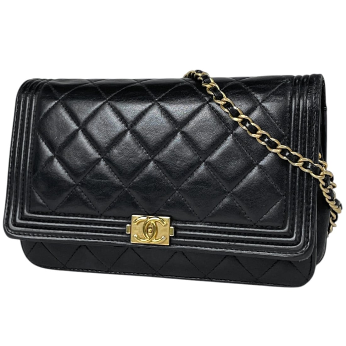 Chanel Boy Chain Wallet Shoulder Bag, Matelassé Leather, Black, Women's: --- Catalog ---Category: SizeSize (HxWxD): 13cm x 19cm x 3.5cm / 5.11'' x 7.48'' x 1.37''Category: DesignType: Shoulder bagColor: BlackGender: WomenMaterial: Leather Category: GeneralLine: MatelasseBr