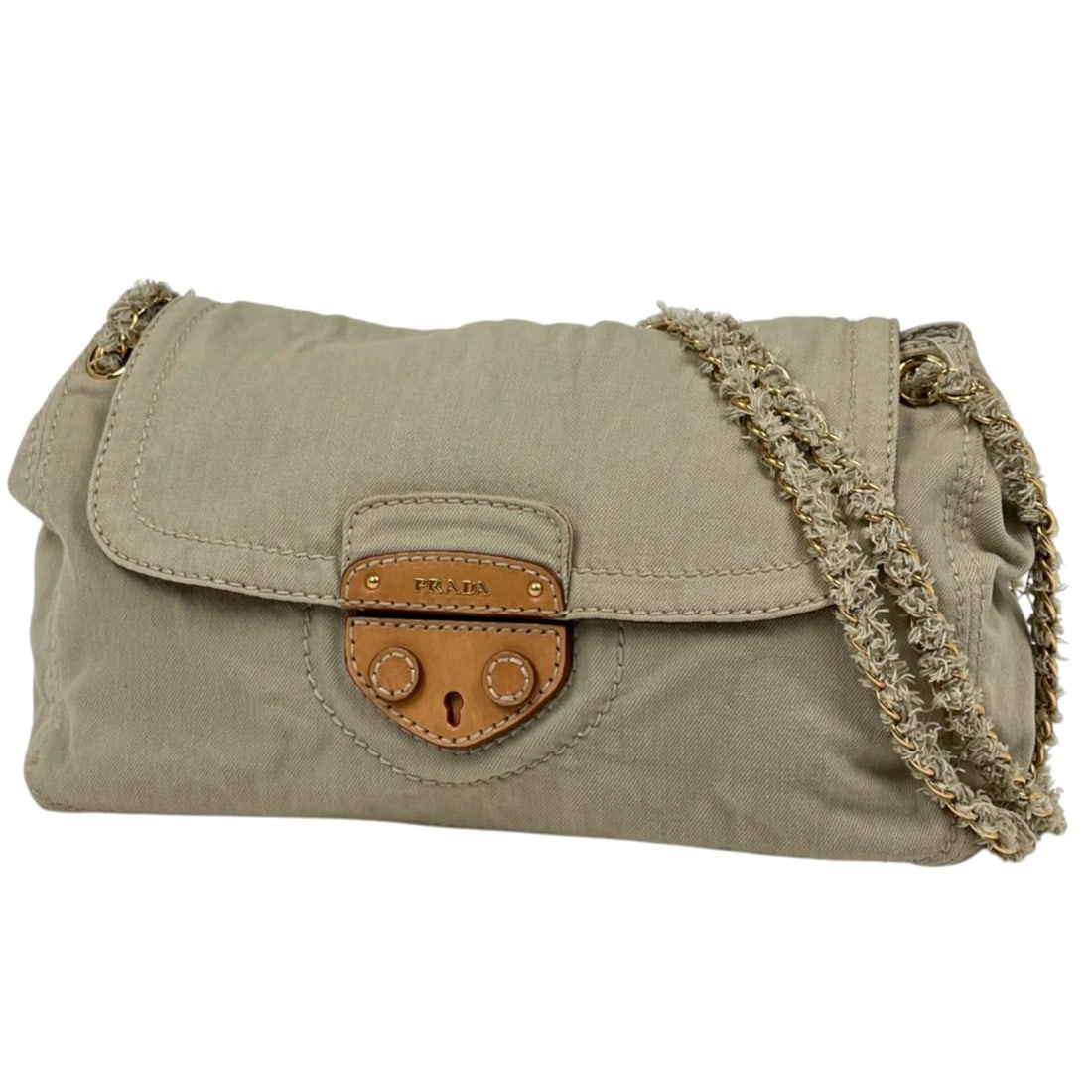 Prada PRADA Shoulder Bag Logo Chain Canvas Beige BR4657 Women's: --- Catalog ---Category: SizeSize (HxWxD): 25cm x 37cm x 14cm / 9.84'' x 14.56'' x 5.51''Category: DesignType: Shoulder bagColor: BeigeGender: WomenMaterial: Canvas Category: GeneralBrand: Prada--- It