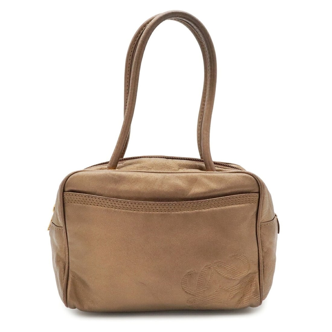 LOEWE (Loewe) Old Loewe Anagram Handbag, Leather, Metallic Bronze: --- Catalog ---Category: SizeSize (HxWxD): 13.56cm x 18cm x 12cm / 5.33'' x 7.08'' x 4.72''Category: DesignType: HandbagColor: Metallic bronzeGender: WomenMaterial: Leather Category: GeneralBrand: Loe