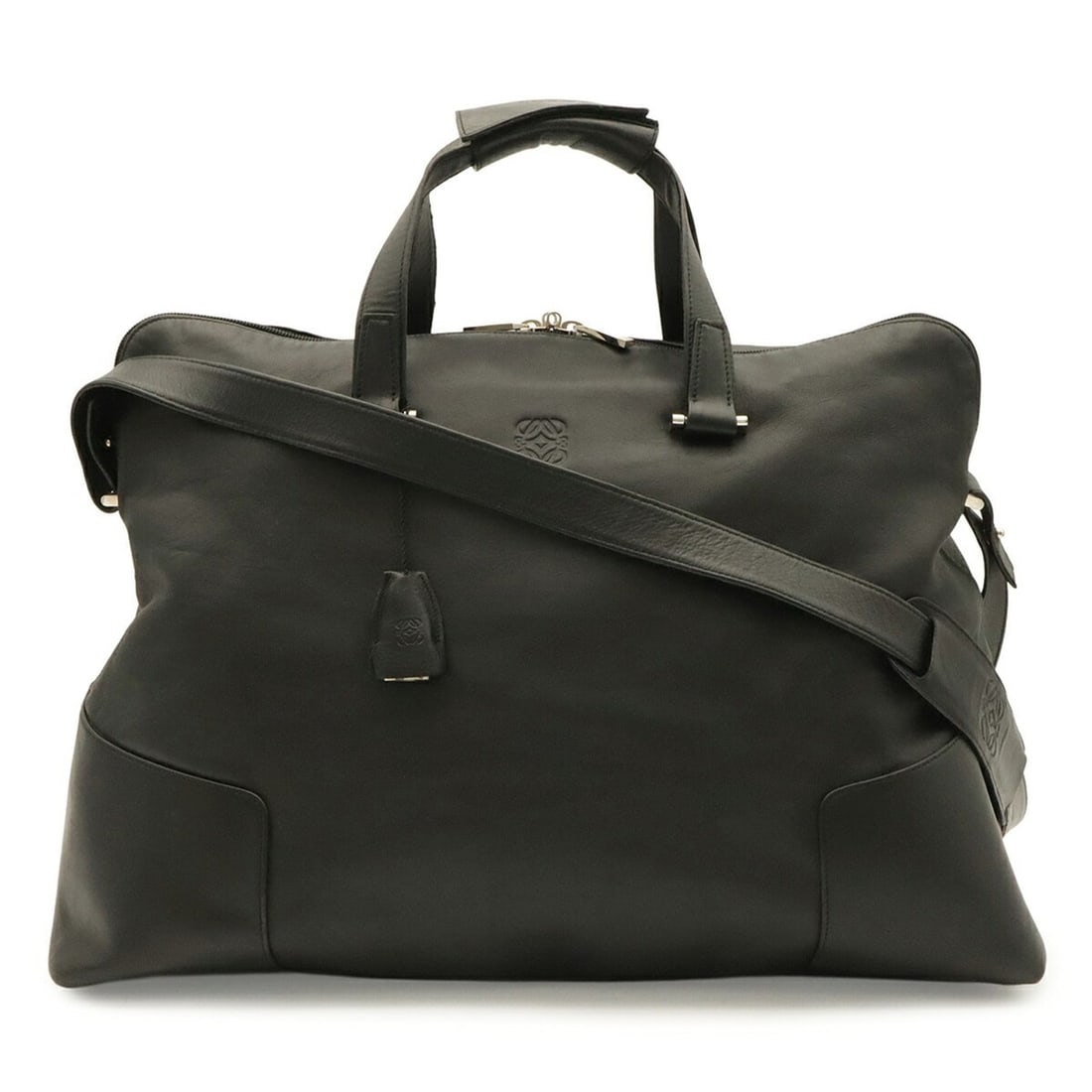 LOEWE Anagram Boston Bag, Handbag, Travel Shoulder Leather, Black (1 of 16)