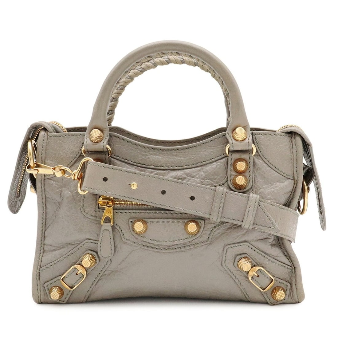 BALENCIAGA Giant Mini City Handbag Shoulder Bag Leather Gray 309544 (1 of 14)