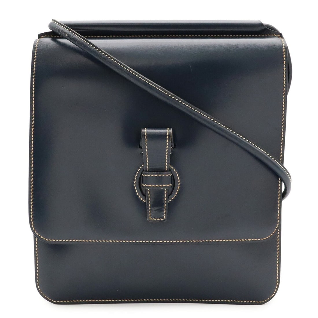 HERMES Hermes Shoulder Bag Pochette Box Calf Leather Navy Blue ?J Stamp (1 of 19)