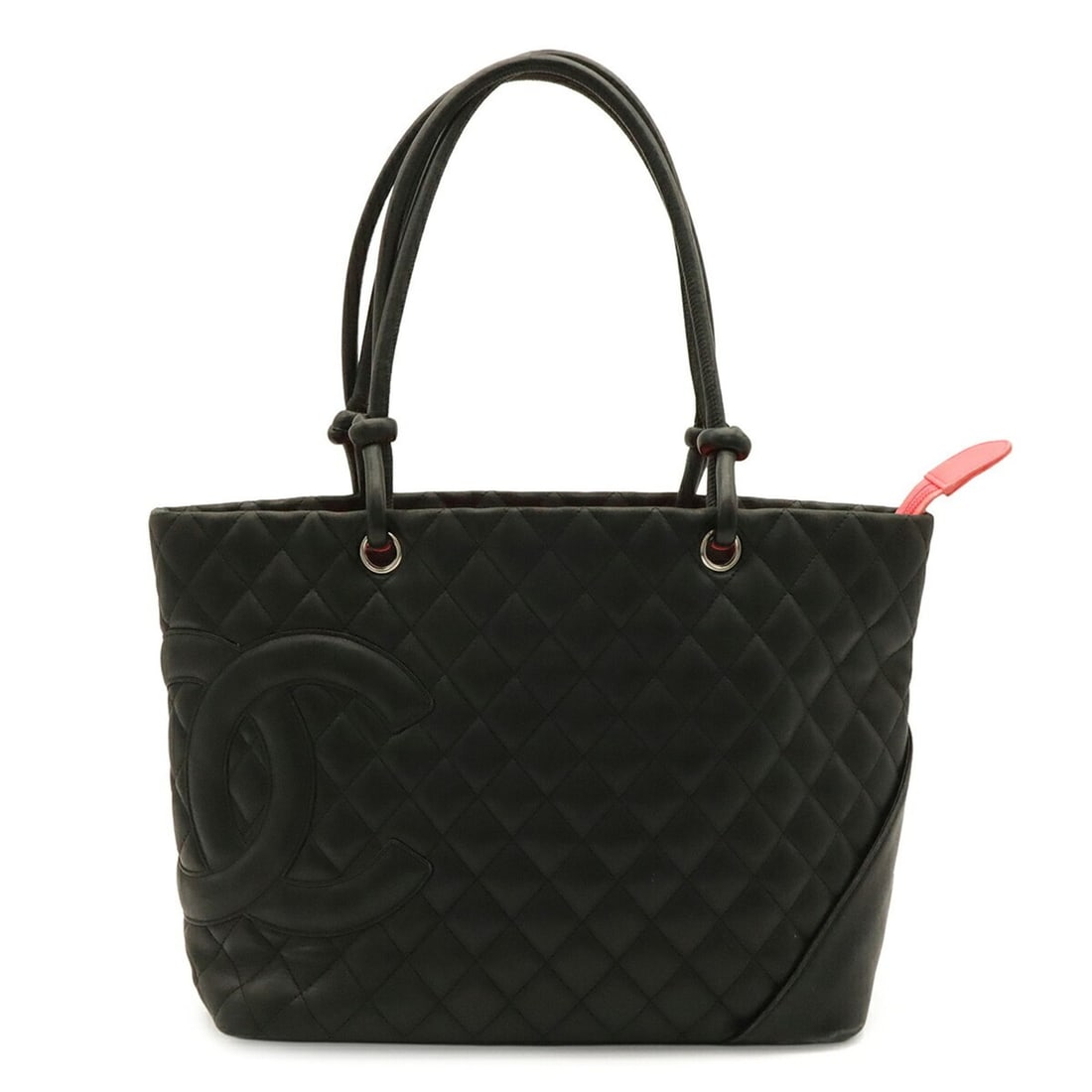 CHANEL Cambon Line Coco Mark Large Tote Shoulder Bag, Soft Calf Leather, Black/Pink, A25169: --- Catalog ---Category: SizeSize (HxWxD): 24.5cm x 39cm x 14.5cm / 9.64'' x 15.35'' x 5.7''Category: DesignType: Shoulder bag, Tote bagColor: Black, PinkGender: WomenMaterial: Cambon ligne Category: 