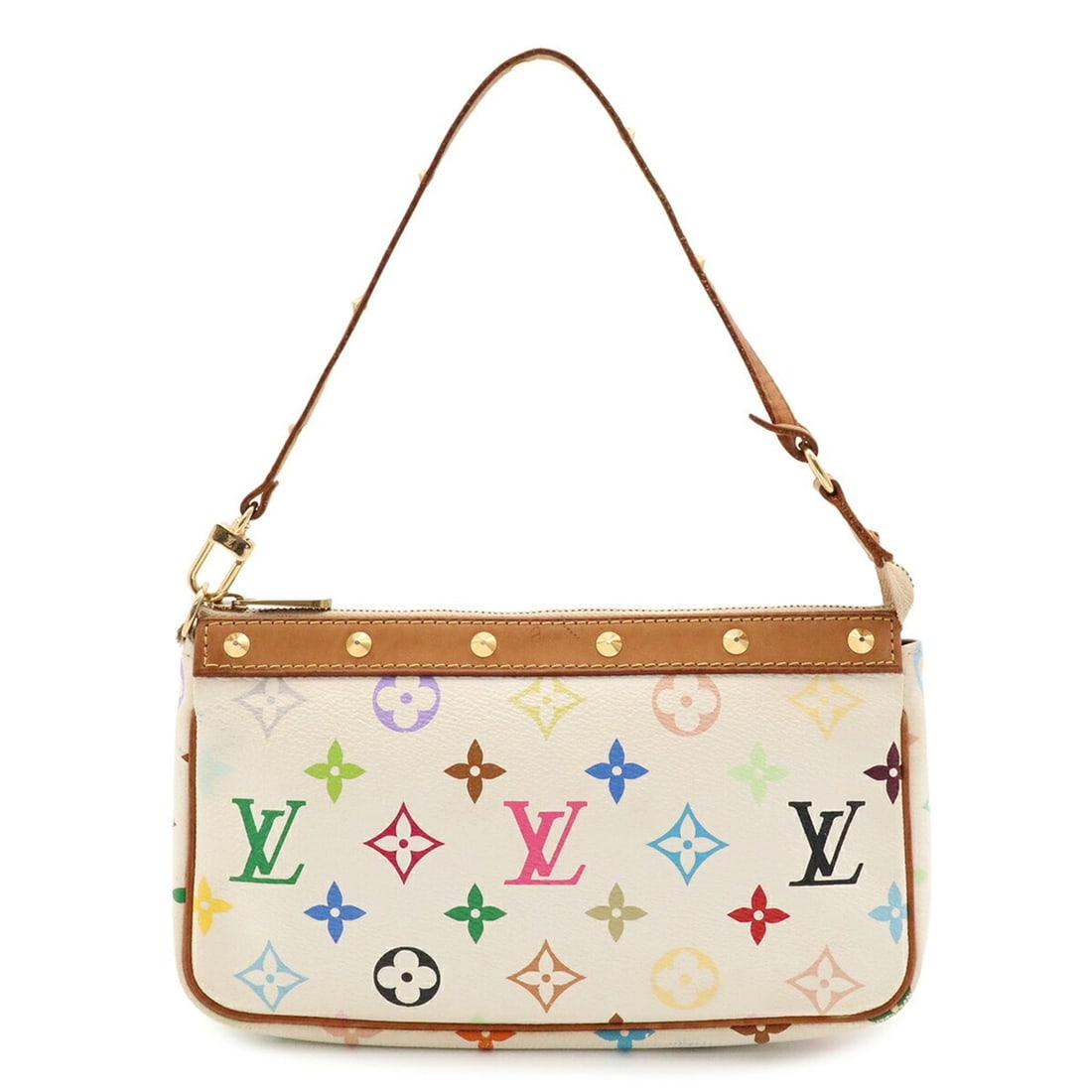 LOUIS VUITTON Louis Vuitton Monogram Multicolor Pochette Accessoires Handbag Pouch - White M92649 (1 of 20)