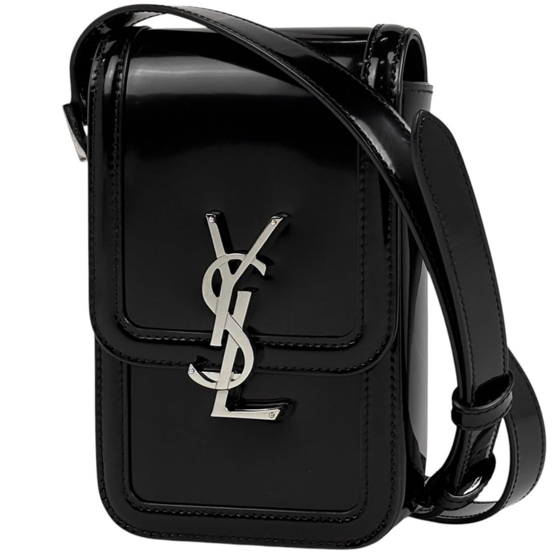 Saint Laurent Solferino Mini Bag Shoulder Bag, Enamel Black, Women's: --- Catalog ---Category: SizeSize (HxWxD): 18cm x 11cm x 5cm / 7.08'' x 4.33'' x 1.96''Category: DesignType: Shoulder bagColor: BlackGender: WomenMaterial: Leather Leather/Fur Type: Enamel LeatherCate