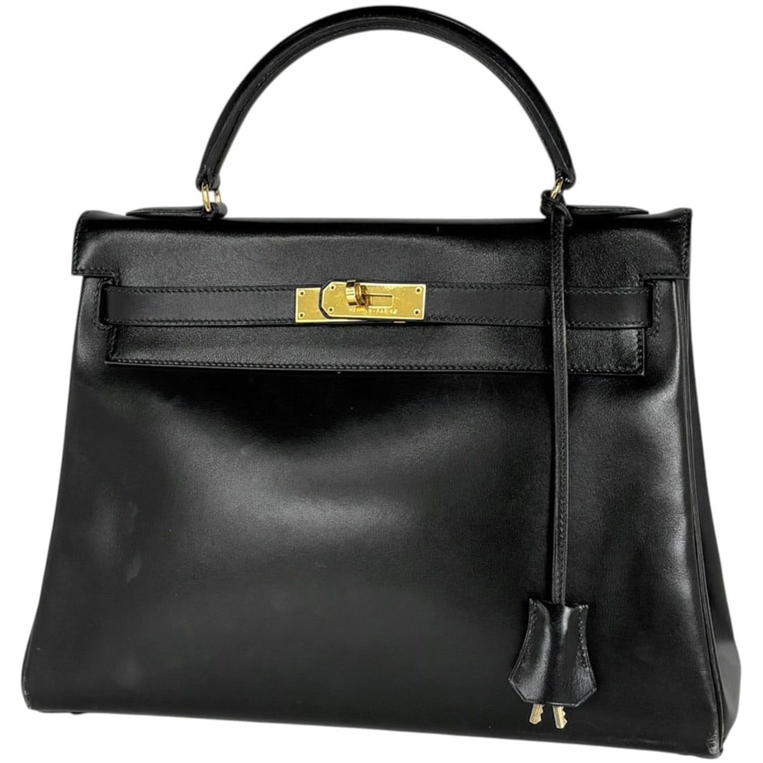 Hermes Kelly 32 Handbag, Inside Stitching, 2-Way, Box Calf Leather, Black, Women's: --- Catalog ---Category: SizeSize (HxWxD): 23cm x 31cm x 12cm / 9.05'' x 12.2'' x 4.72''Category: DesignType: HandbagColor: BlackGender: WomenMaterial: Box calf leather Category: GeneralLine: KellyBra