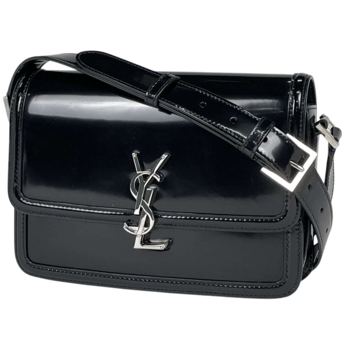Saint Laurent Solferino Medium Shoulder Bag, Enamel Patent Leather, Black, 711039, Women's: --- Catalog ---Category: SizeSize (HxWxD): 16cm x 28cm x 4.5cm / 6.29'' x 11.02'' x 1.77''Category: DesignType: Shoulder bagColor: BlackGender: WomenMaterial: Patent leather Category: GeneralBrand: Sa
