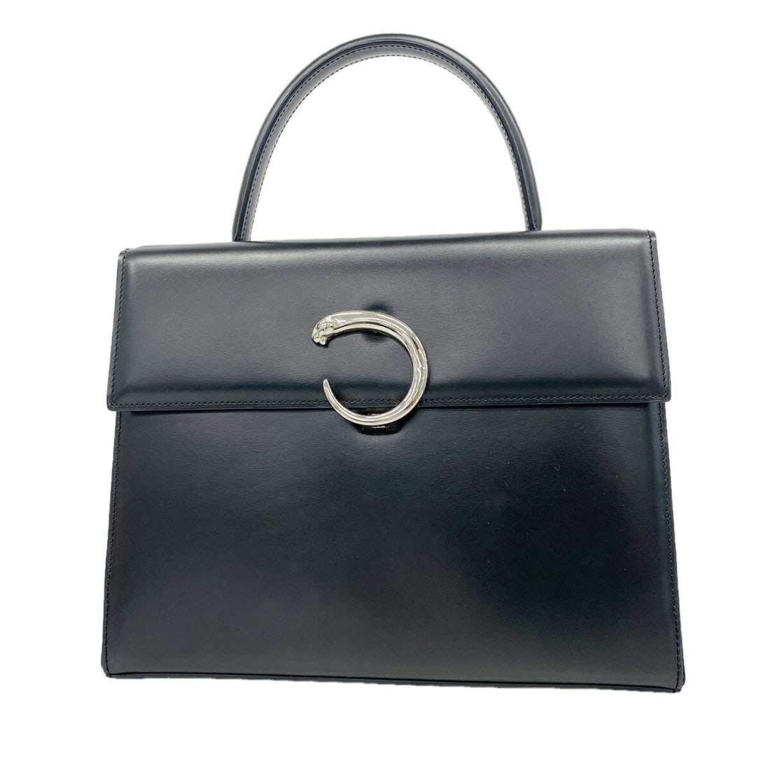 Cartier Panthère Leather Handbag, Black, for Women: --- Catalog ---Category: SizeSize (HxWxD): 21.5cm x 27.5cm x 17.5cm / 8.46'' x 10.82'' x 6.88''Category: DesignType: HandbagColor: BlackGender: WomenMaterial: Leather Hardware Color: SilverCategory: G