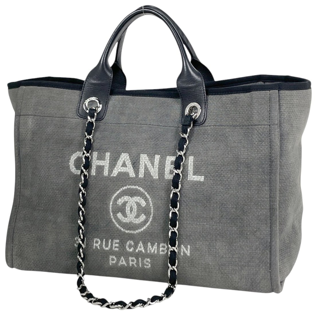 Chanel Deauville Line 2-Way Tote Bag, Gray, Women's: --- Catalog ---Category: SizeSize (HxWxD): 27cm x 39cm x 22cm / 10.62'' x 15.35'' x 8.66''Category: DesignType: Tote bagColor: GrayGender: WomenMaterial: Canvas Category: GeneralBrand: Chanel--- Item 