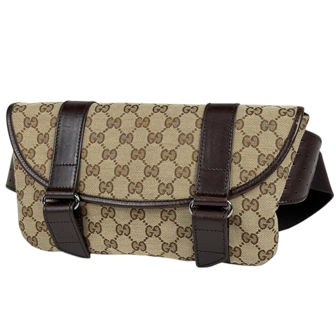 Gucci GUCCI Body Bag GG Pattern Waist Canvas Beige Brown 145851 Women's: --- Catalog ---Category: SizeSize (HxWxD): 16cm x 27cm x 2cm / 6.29'' x 10.62'' x 0.78''Category: DesignType: Fanny pack, Sling bagColor: Beige brownGender: WomenMaterial: GG canvas , Leather Category