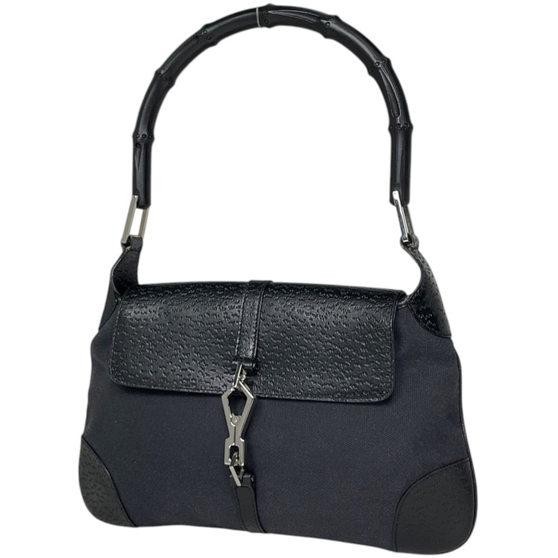 Gucci GUCCI handbag, bamboo canvas, black, 0014096, women's.: --- Catalog ---Category: SizeSize (HxWxD): 18cm x 28cm x 3cm / 7.08'' x 11.02'' x 1.18''Category: DesignType: HandbagColor: BlackGender: WomenMaterial: Canvas , Leather Category: GeneralBrand: Gucci--