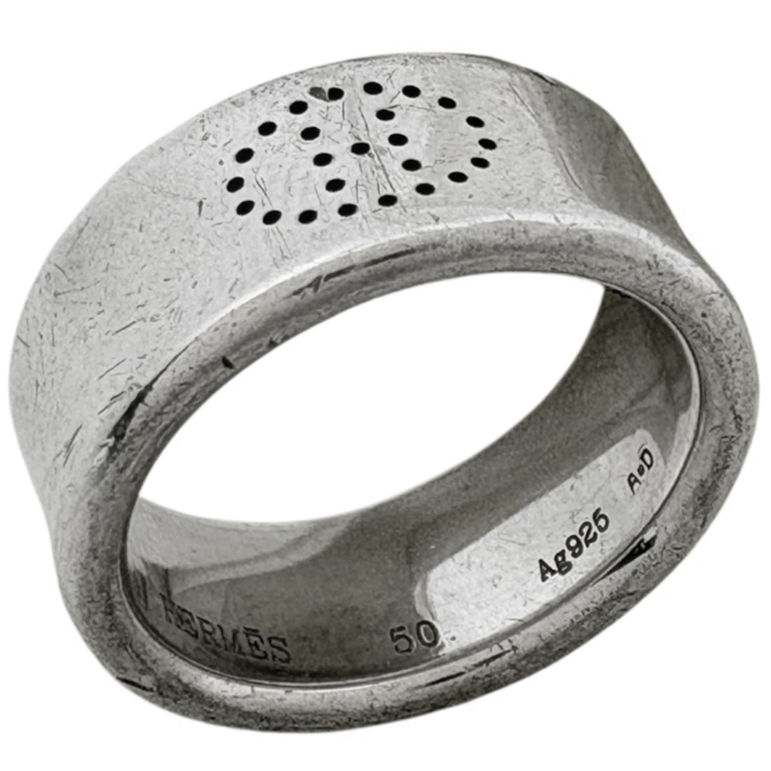 Hermes Eclipse Ruban Ring, Sterling Silver 925, Silver, Women's: --- Catalog ---Category: SizeJP Size: 9.5US Size: 5Category: DesignType: Band ringGender: WomenMaterial: Silver 925Category: GeneralBrand: Hermes--- Item List ---Section: ConditionRanking: Rank B Used