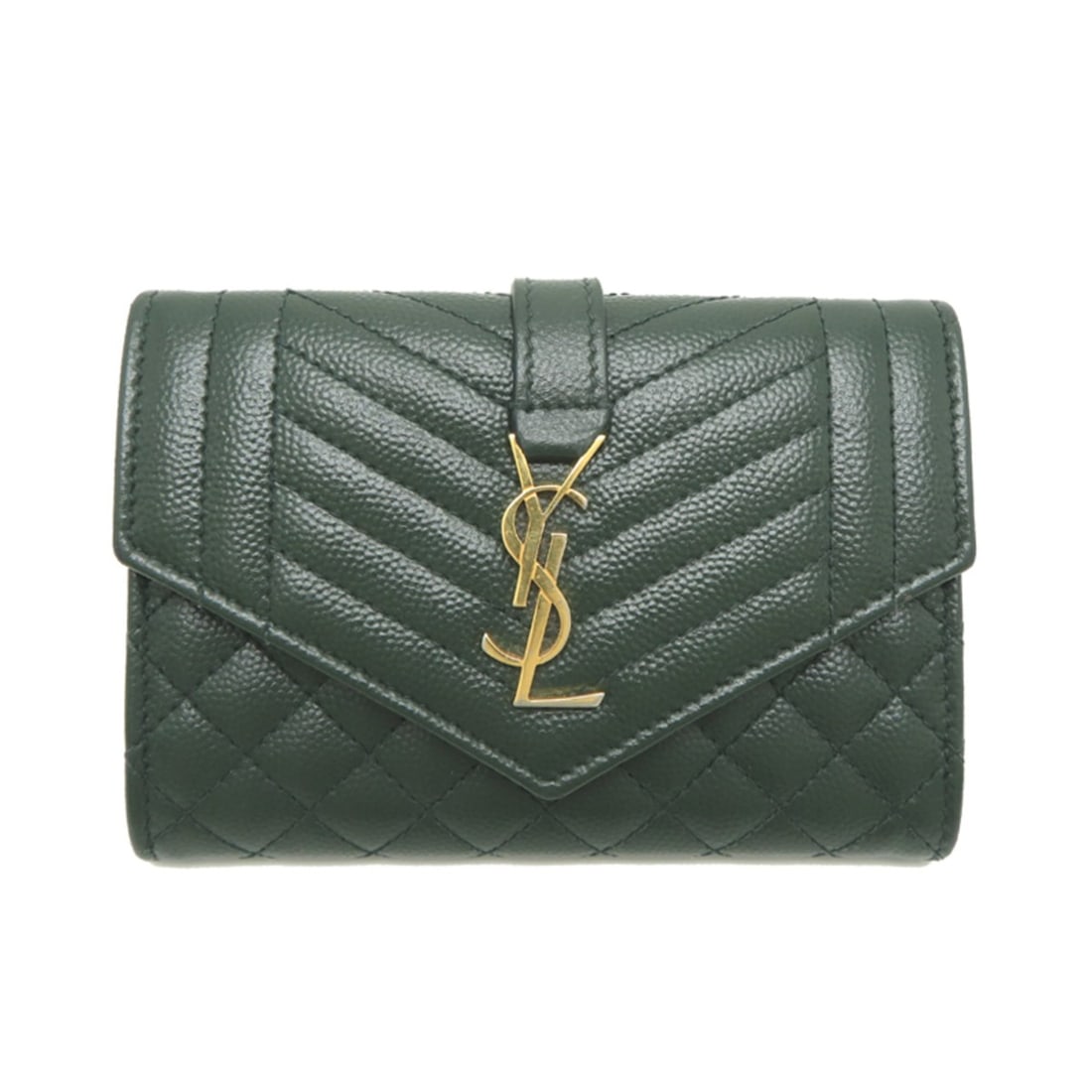 Saint Laurent Paris Compact Wallet, Women's Bi-fold ART651026, Leather, Dark Green: --- Catalog ---Category: SizeSize (HxWxD): 9.5cm x 13.5cm x 3.5cm / 3.74'' x 5.31'' x 1.37''Category: DesignType: Wallet (bi-fold)Color: Dark greenGender: WomenMaterial: Leather Category: GeneralMPN: 