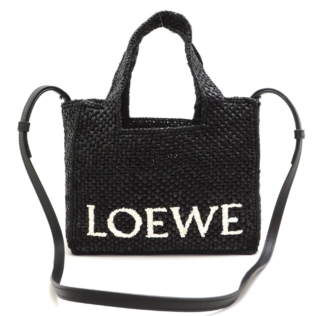 Loewe Font Tote Mini Women's Handbag ALF1V46X01 Raffia Black: --- Catalog ---Category: SizeSize (HxWxD): 19cm x 23cm x 10cm / 7.48'' x 9.05'' x 3.93''Category: DesignType: HandbagColor: BlackGender: WomenMaterial: Raffia Category: GeneralMPN: ALF1V46X01Brand: Lo