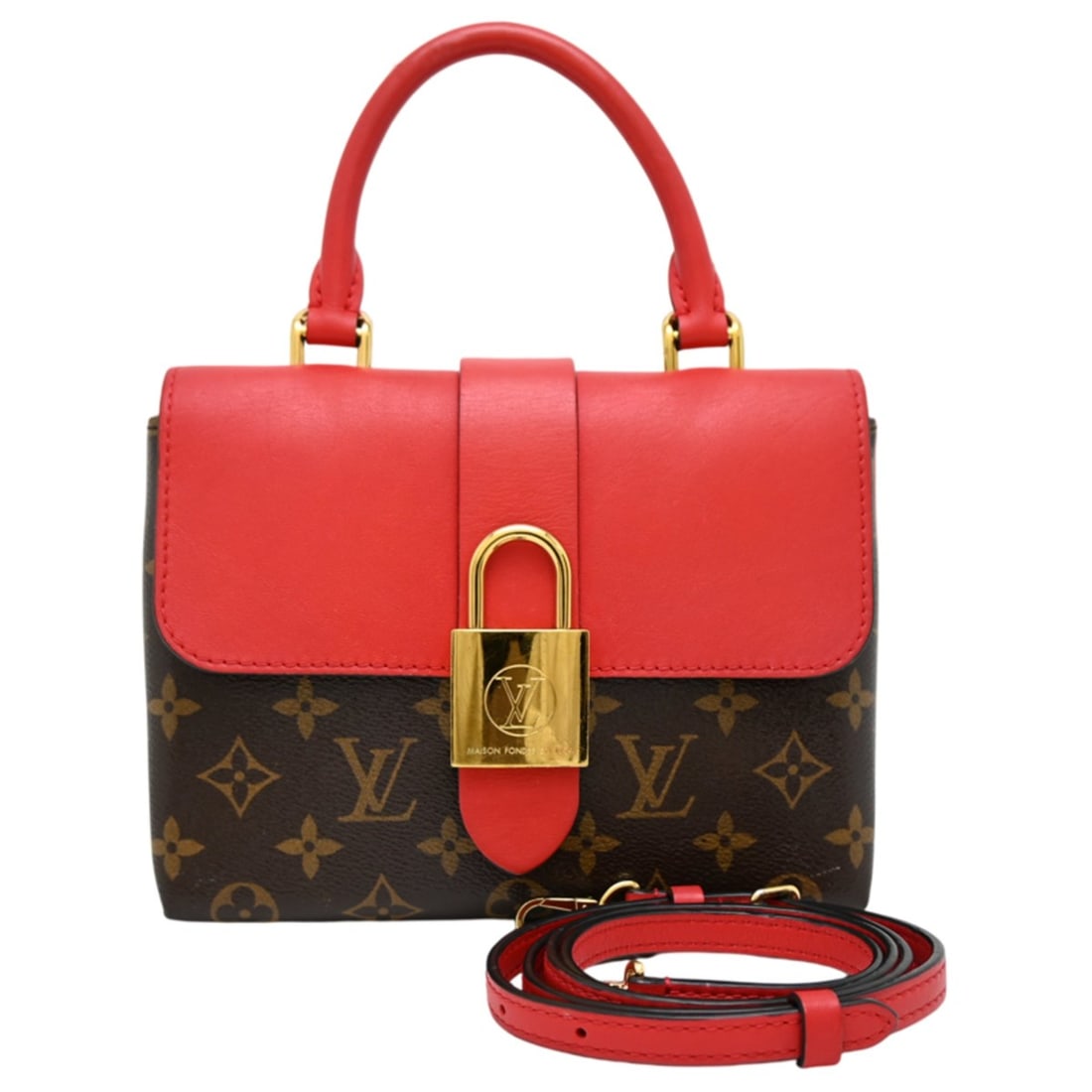 Louis Vuitton Rocky BB Women's Handbag M44322 (Discontinued) Monogram Coquelicot: --- Catalog ---Category: SizeSize (HxWxD): 15cm x 20cm x 7.5cm / 5.9'' x 7.87'' x 2.95''Category: DesignType: HandbagColor: Brown, CoquelicotsGender: WomenMaterial: Monogram , Leather Category: Genera