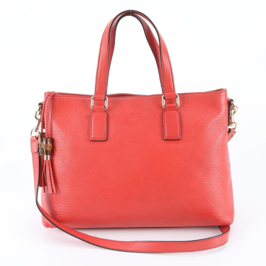 Gucci Bamboo Tassel 365346 Leather 2-Way Shoulder Bag, Handbag, Tote Bag for Women: --- Catalog ---Category: SizeSize (HxWxD): 26cm x 35cm x 13cm / 10.23'' x 13.77'' x 5.11''Category: DesignType: Handbag, Shoulder bag, Tote bagColor: Red colorGender: WomenMaterial: Leather Category: 