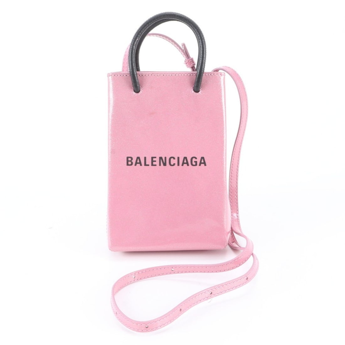 Balenciaga Shopping Phone Holder Leather 2-Way Shoulder Bag Crossbody for Women: --- Catalog ---Category: SizeSize (HxWxD): 19cm x 13cm x 5cm / 7.48'' x 5.11'' x 1.96''Category: DesignType: Crossbody bag, Shoulder bagColor: PinkGender: WomenMaterial: Leather Category: GeneralBrand