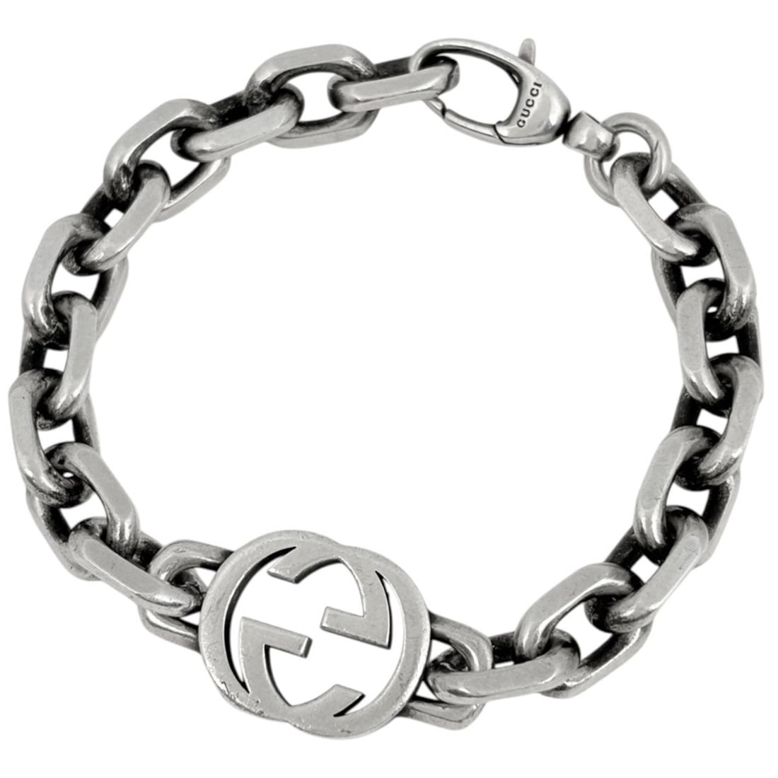 Gucci bracelet, Interlocking G design, 925 sterling silver, women's.: --- Catalog ---Category: SizeLength: 17.5cm / 6.88''Category: DesignType: Charm braceletColor: SilverGender: WomenMaterial: Silver 925Category: GeneralBrand: Gucci--- Item List ---Section: ConditionRa