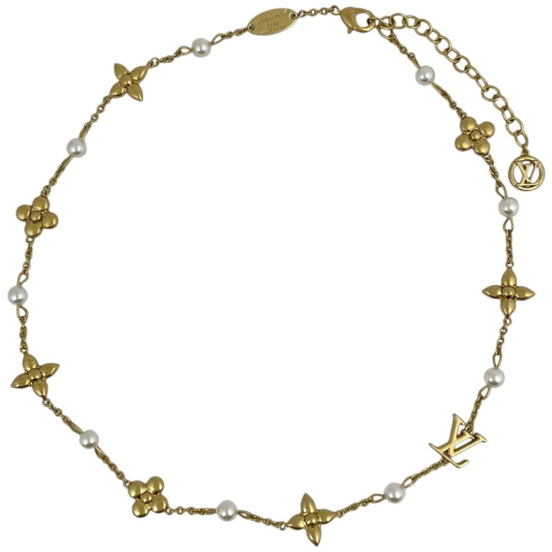 Louis Vuitton Louisa GP Faux Pearl Gold Necklace for Women: --- Catalog ---Category: SizeNeck Circumference: 46 cm / 18.11''Category: DesignColor: GoldGender: WomenMaterial: Gold platingNecklace Type: NecklaceCategory: GeneralBrand: Louis Vuitton--- Item List 
