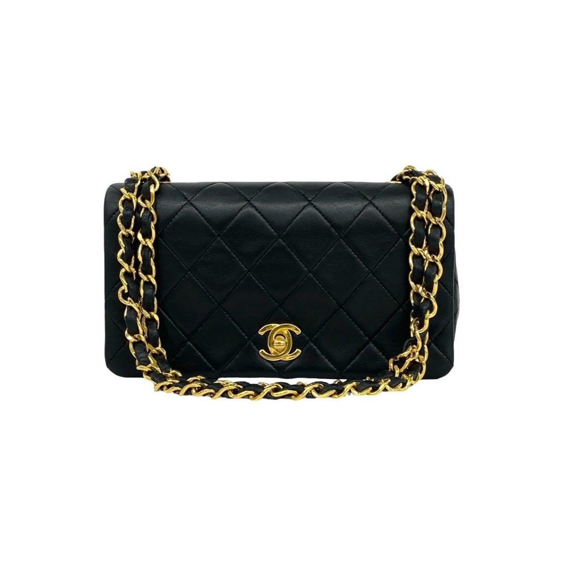 CHANEL Matelassé Coco Mark Full Flap Lambskin Shoulder Bag Pouch Black 33320: --- Catalog ---Category: SizeSize (HxWxD): 11cm x 19cm x 6cm / 4.33'' x 7.48'' x 2.36''Category: DesignType: Pochette, Shoulder bagColor: BlackGender: WomenMaterial: Leather Leather/Fur Type: Lambskin