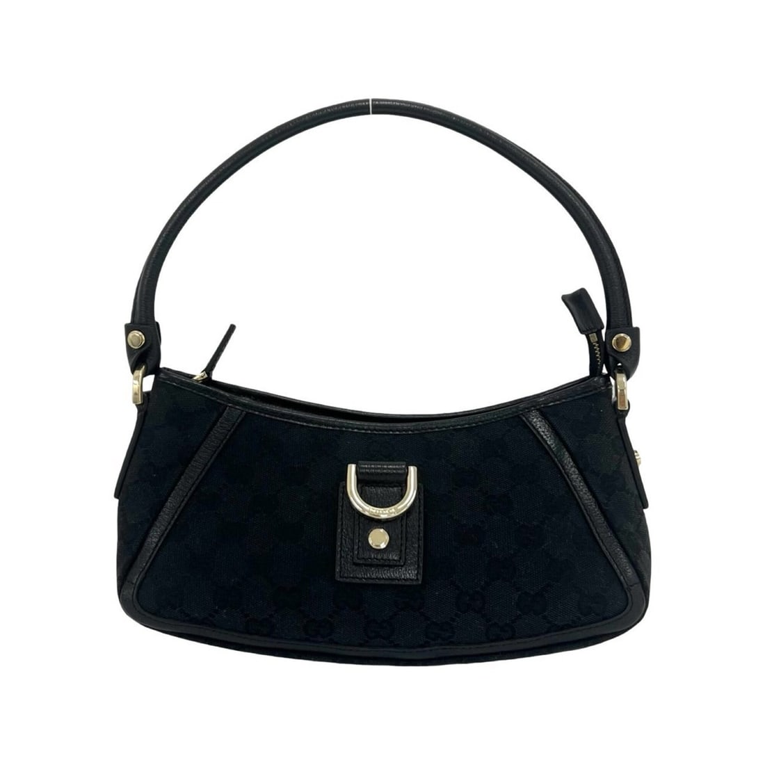 GUCCI Abbey GG Pattern Logo Canvas Leather One Shoulder Bag Handbag Black 823-9 (1 of 12)