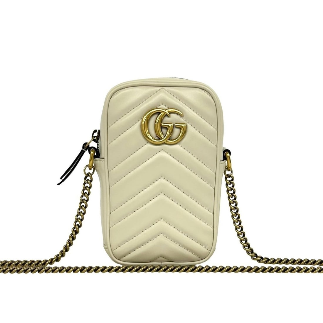 GUCCI GG Marmont Logo Leather Chain Mini Shoulder Bag/Pouch, Ivory, 70533: --- Catalog ---Category: SizeSize (HxWxD): 17cm x 10cm x 4cm / 6.69'' x 3.93'' x 1.57''Category: DesignType: Pochette, Shoulder bagColor: WhiteGender: WomenMaterial: Leather Category: GeneralBrand: Gu