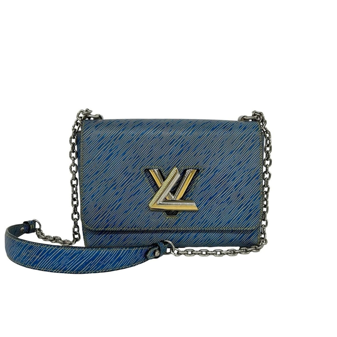 LOUIS VUITTON Twist MM Epi Denim Leather Chain Shoulder Bag/Pouch Blue 18425: --- Catalog ---Category: SizeSize (HxWxD): 17cm x 23cm x 9cm / 6.69'' x 9.05'' x 3.54''Category: DesignType: Pochette, Shoulder bagColor: BlueGender: WomenMaterial: Leather Category: GeneralBrand: Lou