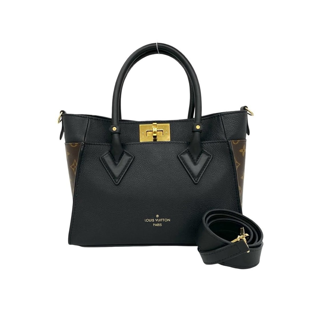 LOUIS VUITTON On My Side PM Monogram Leather 2-way Handbag/Shoulder Bag Black Brown 18319: --- Catalog ---Category: SizeSize (HxWxD): 18.5cm x 28cm x 8.5cm / 7.28'' x 11.02'' x 3.34''Category: DesignType: Handbag, Shoulder bagColor: Black, BrownGender: WomenMaterial: Leather , PVC Category:
