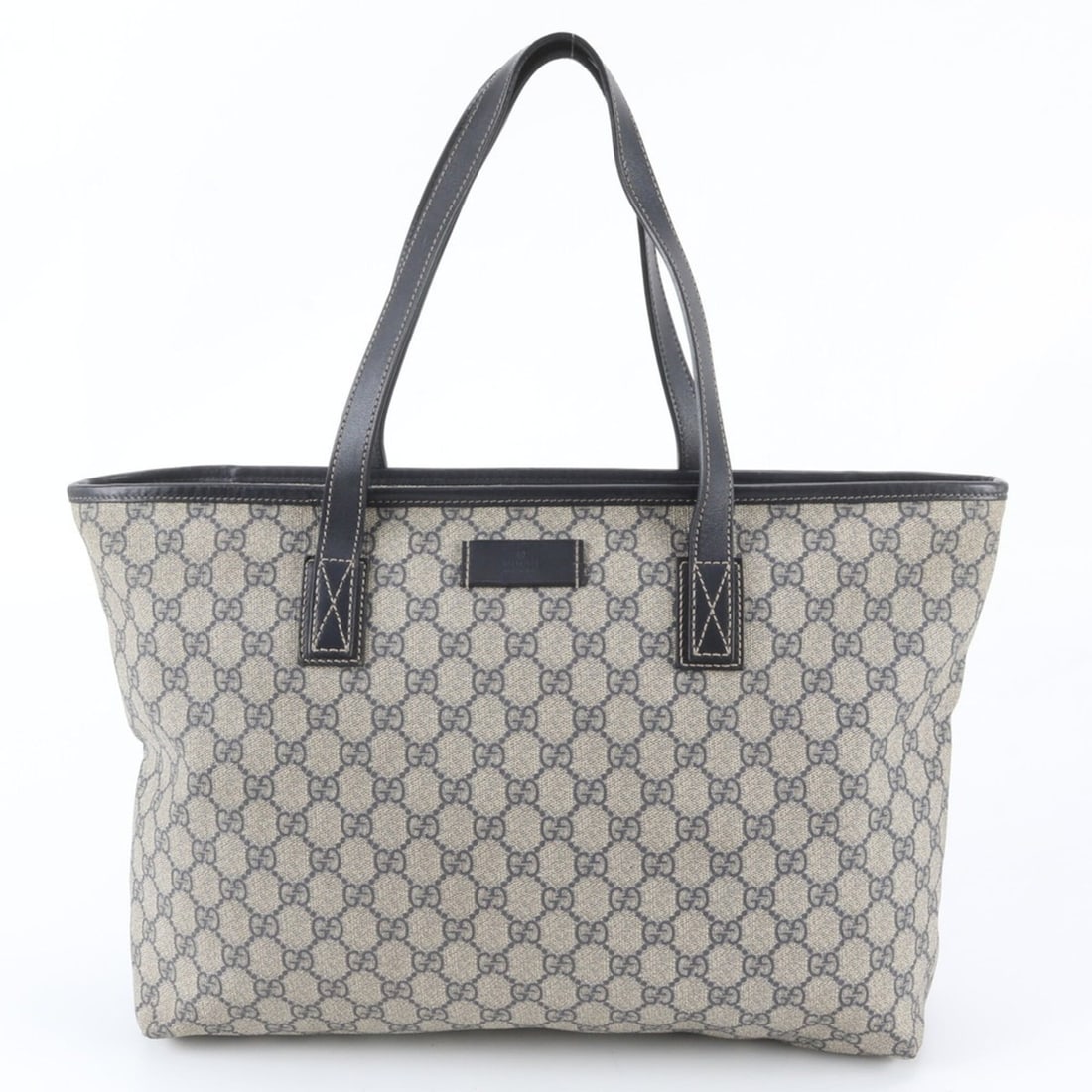 Gucci GG Supreme 211137 Leather Tote Bag Shoulder Handbag Navy Blue Women's: --- Catalog ---Category: SizeSize (HxWxD): 30cm x 36cm x 12cm / 11.81'' x 14.17'' x 4.72''Category: DesignType: Handbag, Shoulder bag, Tote bagColor: Beige, NavyGender: WomenMaterial: Leather , Coated