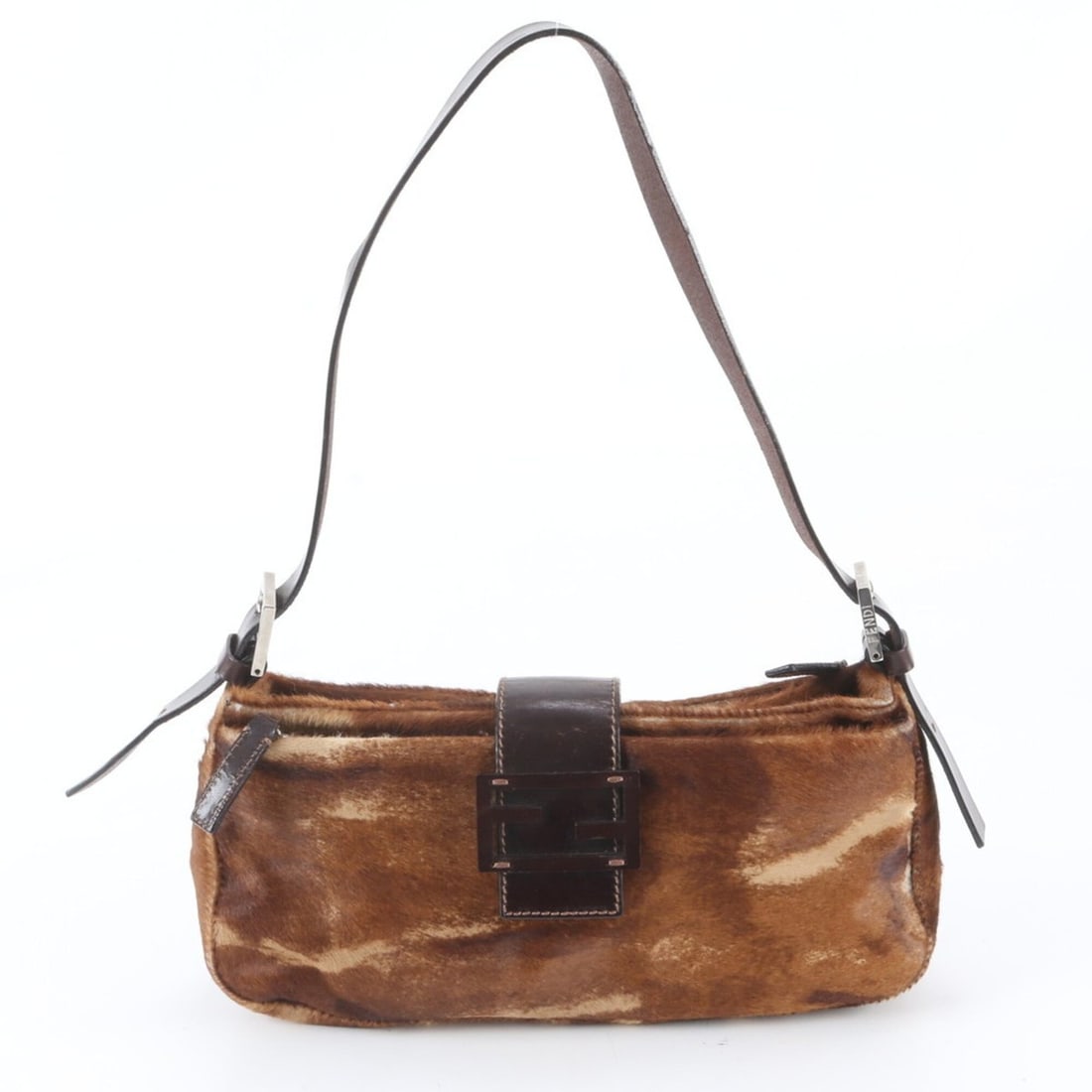 Fendi Mamma Baguette Bucket Calfskin Leather Shoulder Bag Tote Handbag for Women: --- Catalog ---Category: SizeSize (HxWxD): 14cm x 28cm x 7cm / 5.51'' x 11.02'' x 2.75''Category: DesignType: Handbag, Shoulder bag, Tote bagColor: BrownGender: WomenMaterial: Leather Leather/Fur Type