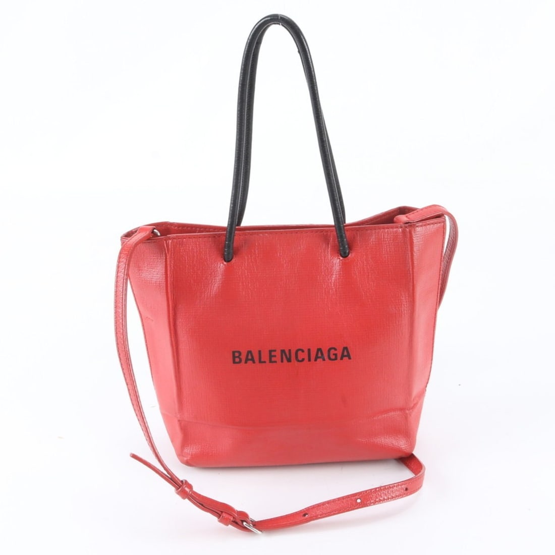 Balenciaga Shopping Tote Bag XXS 597858 Leather 2-Way Shoulder Handbag for Women: --- Catalog ---Category: SizeSize (HxWxD): 20cm x 19cm x 9cm / 7.87'' x 7.48'' x 3.54''Category: DesignType: Handbag, Shoulder bag, Tote bagColor: Red colorGender: WomenMaterial: Leather Category: Gen